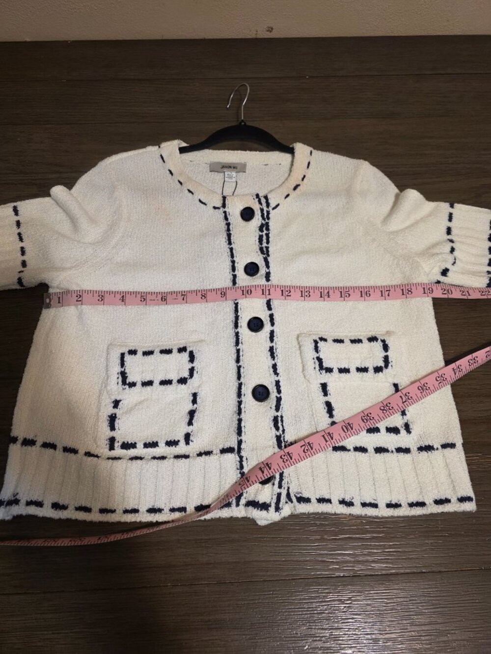 Jason Wu Stitch Detail Short Sleeve Sweater NWT Large Flawed Knit Top Ivory - Picture 6 of 13